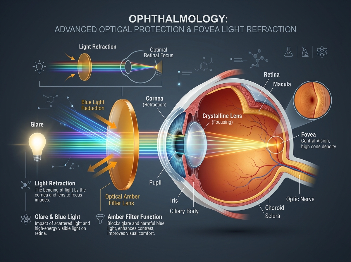 Göz Anatomisi, Foveal Hipoplazi ve Işık Kırılması Optik Diyagramı